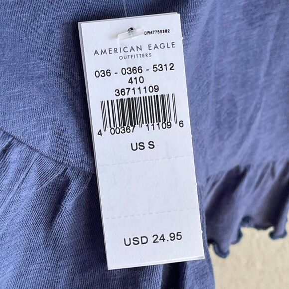 American Eagle Ruffle Hem Cami Tank Top Small Purple Blue Cropped Tank - Picture 4 of 4